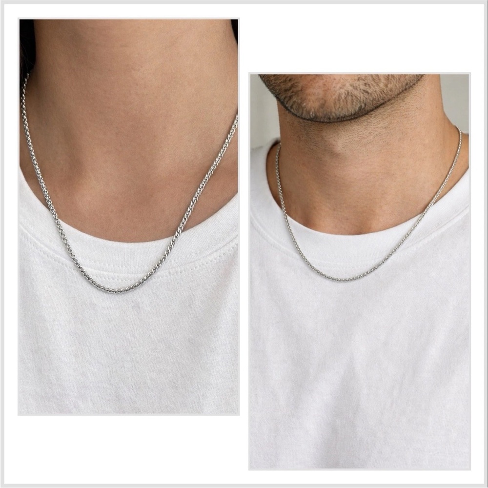 White Gold Plated Braided Rope Chain Unisex, New, 2.5mm, Daily Wear, Minimalist